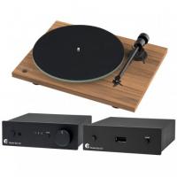 Виниловый проигрыватель Pro-Ject Стрим и Винил, Walnut/Black