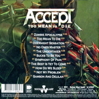 Компакт-диск Accept / Too Mean To Die (RU)(CD)